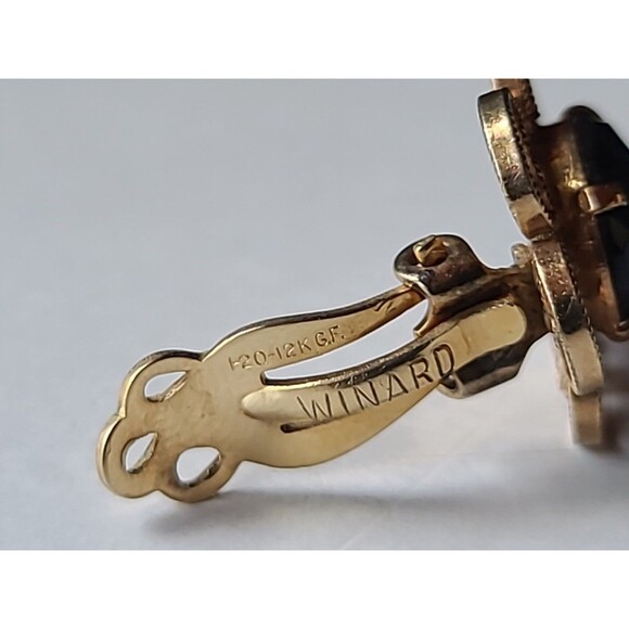 12K Gold Filled Winard Oval Cut Smoky Quartz Floral Clip-On Earrings Vintage - Picture 7 of 10